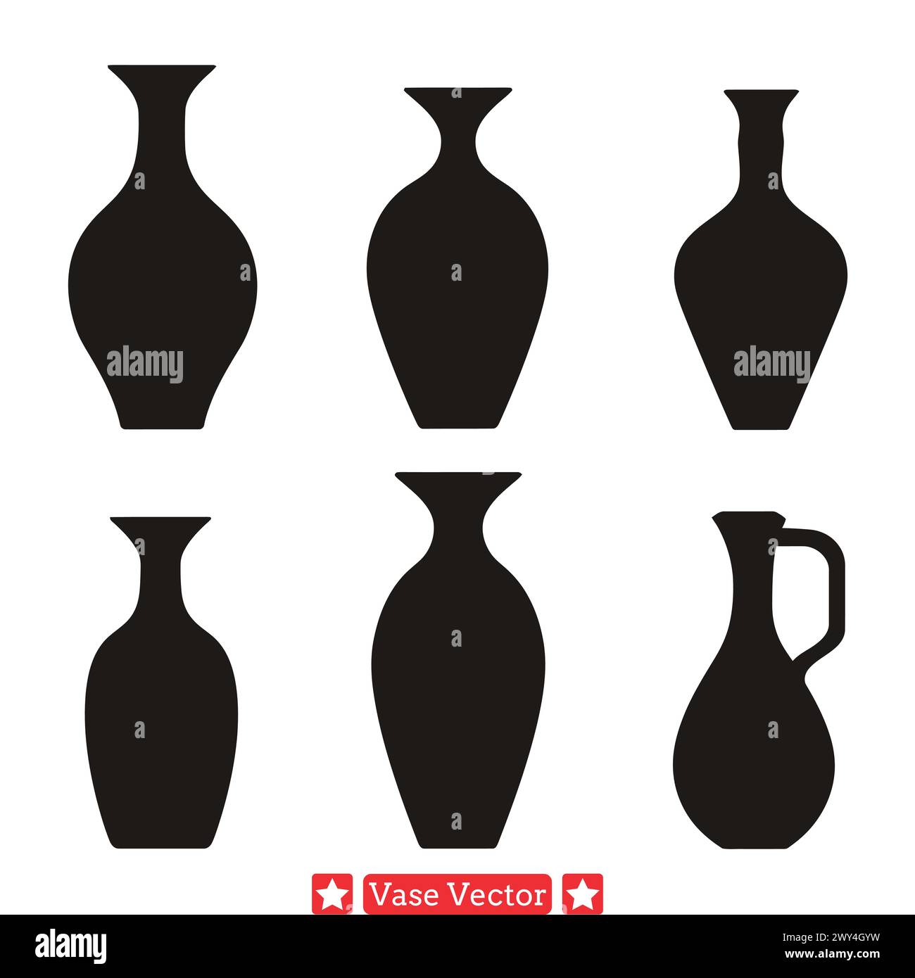 Anmutige Vasen zarte Silhouetten für stilvolle Innenräume Stock Vektor