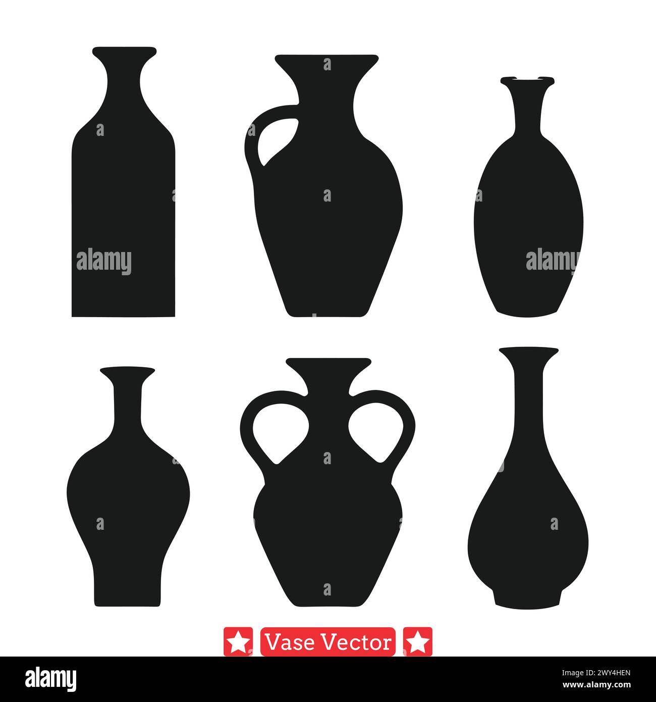 Exquisite Vase Silhouetten elegante Akzente für ein edles Interieur Stock Vektor