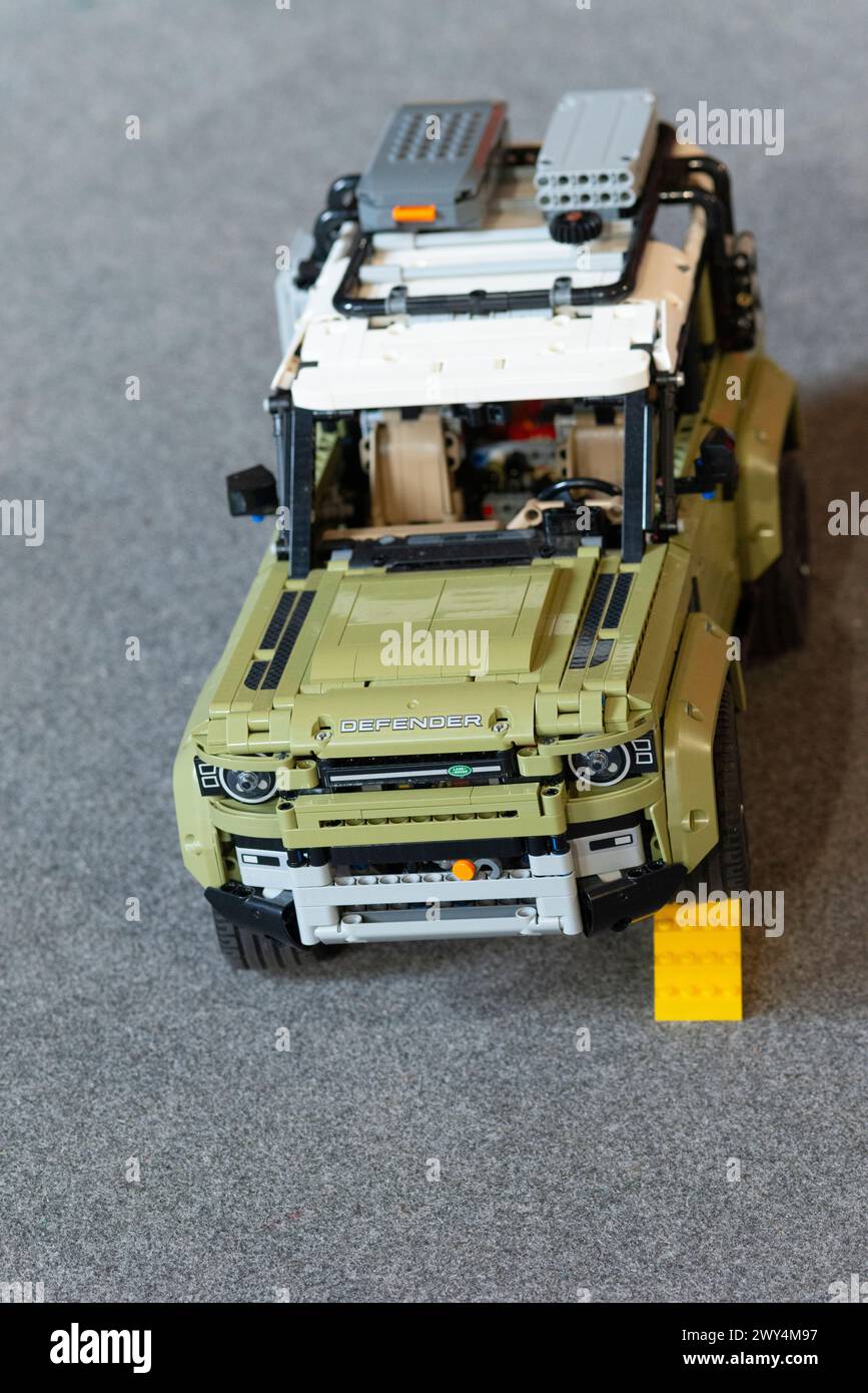 Lego Land Rover Defender Fahrzeuge Stockfoto