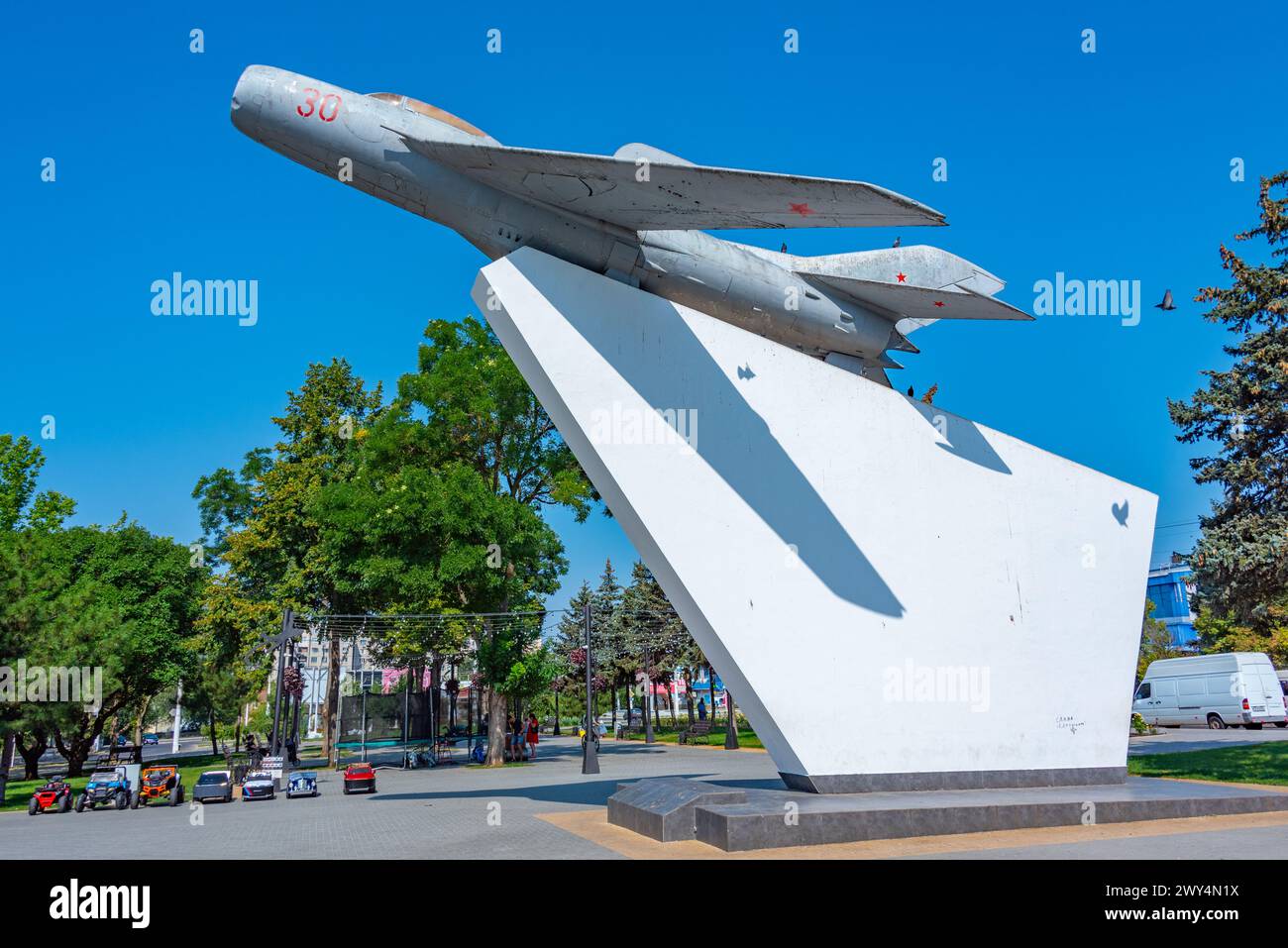 MIG-19-Denkmal in Tiraspol, Moldau Stockfoto