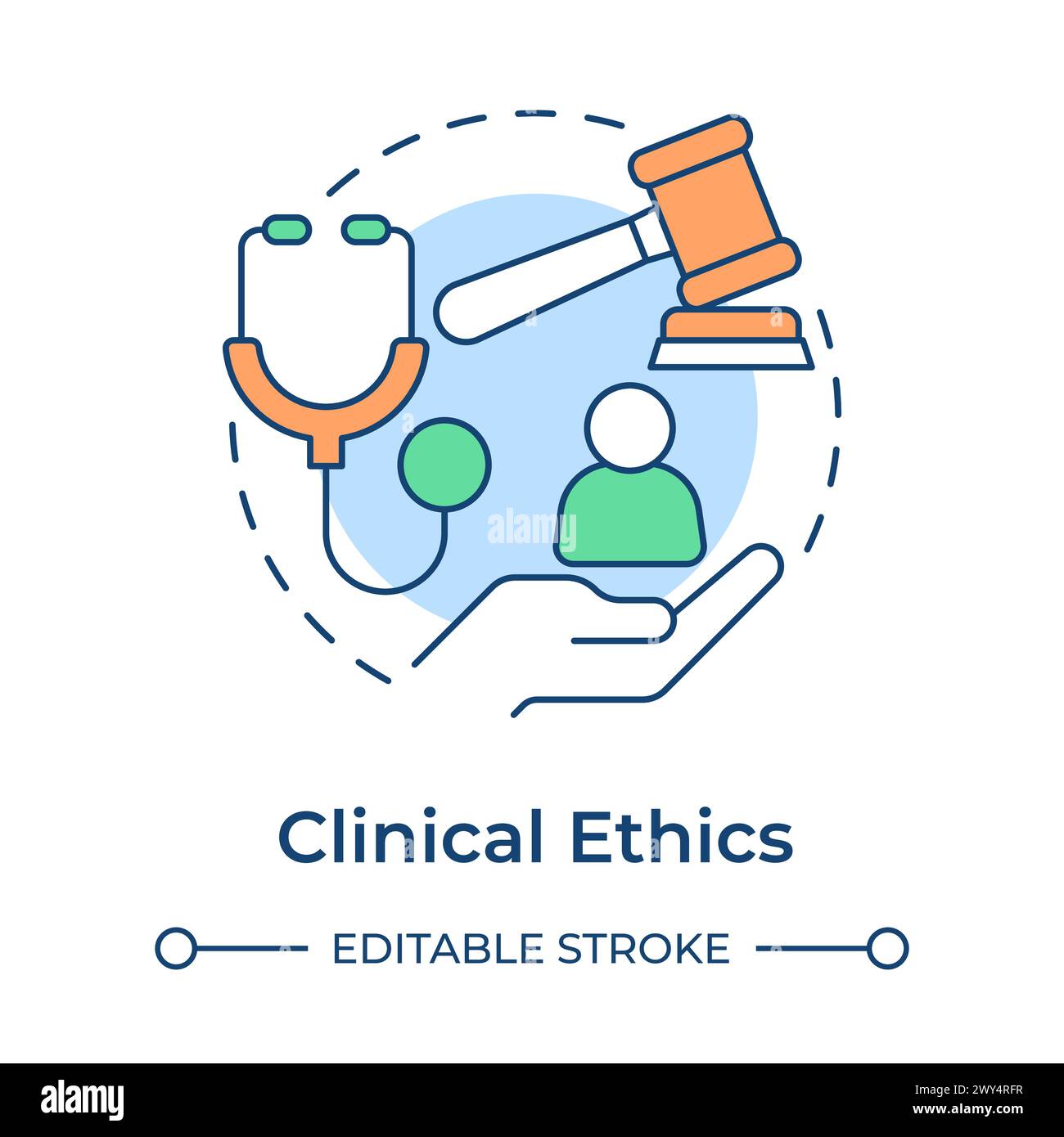 Symbol für „Klinische Ethik“ mit mehrfarbigem Konzept Stock Vektor