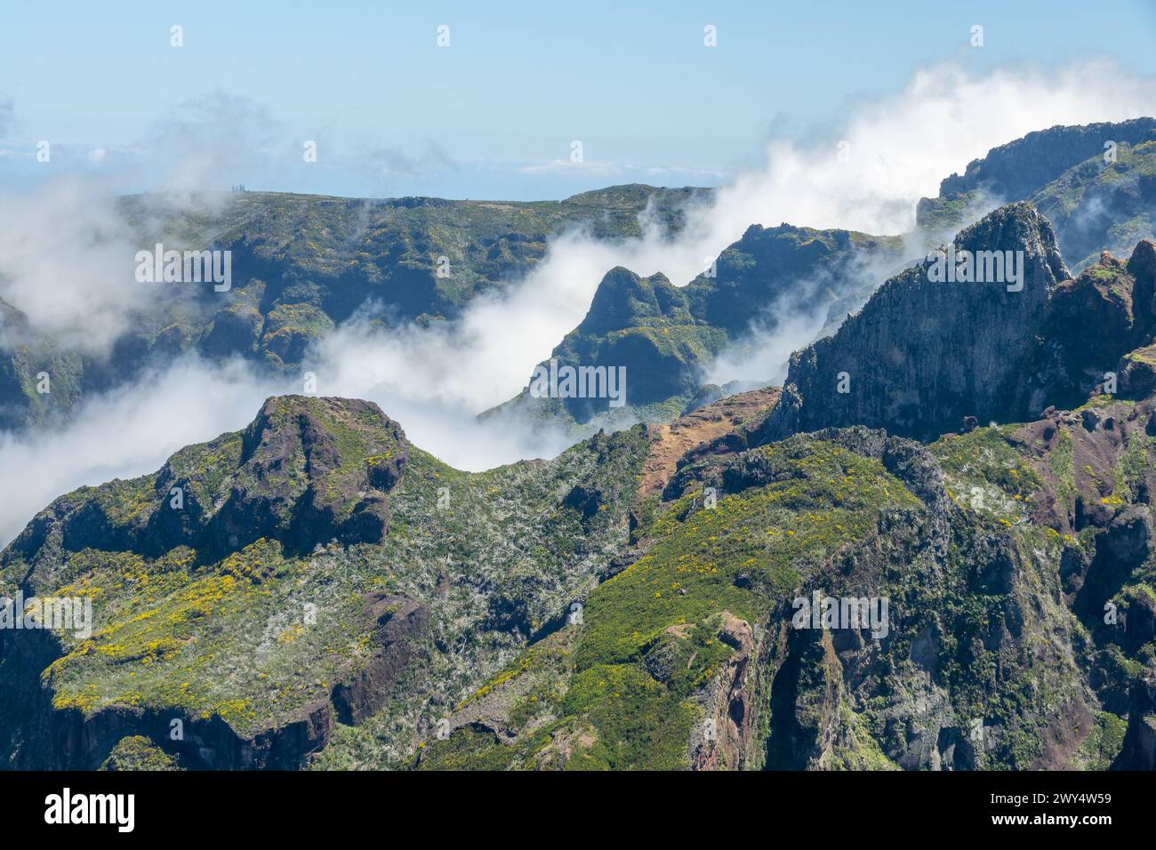 Malerische Landschaft auf dem Pico Ruivo in Madeira, Portugal Stockfoto