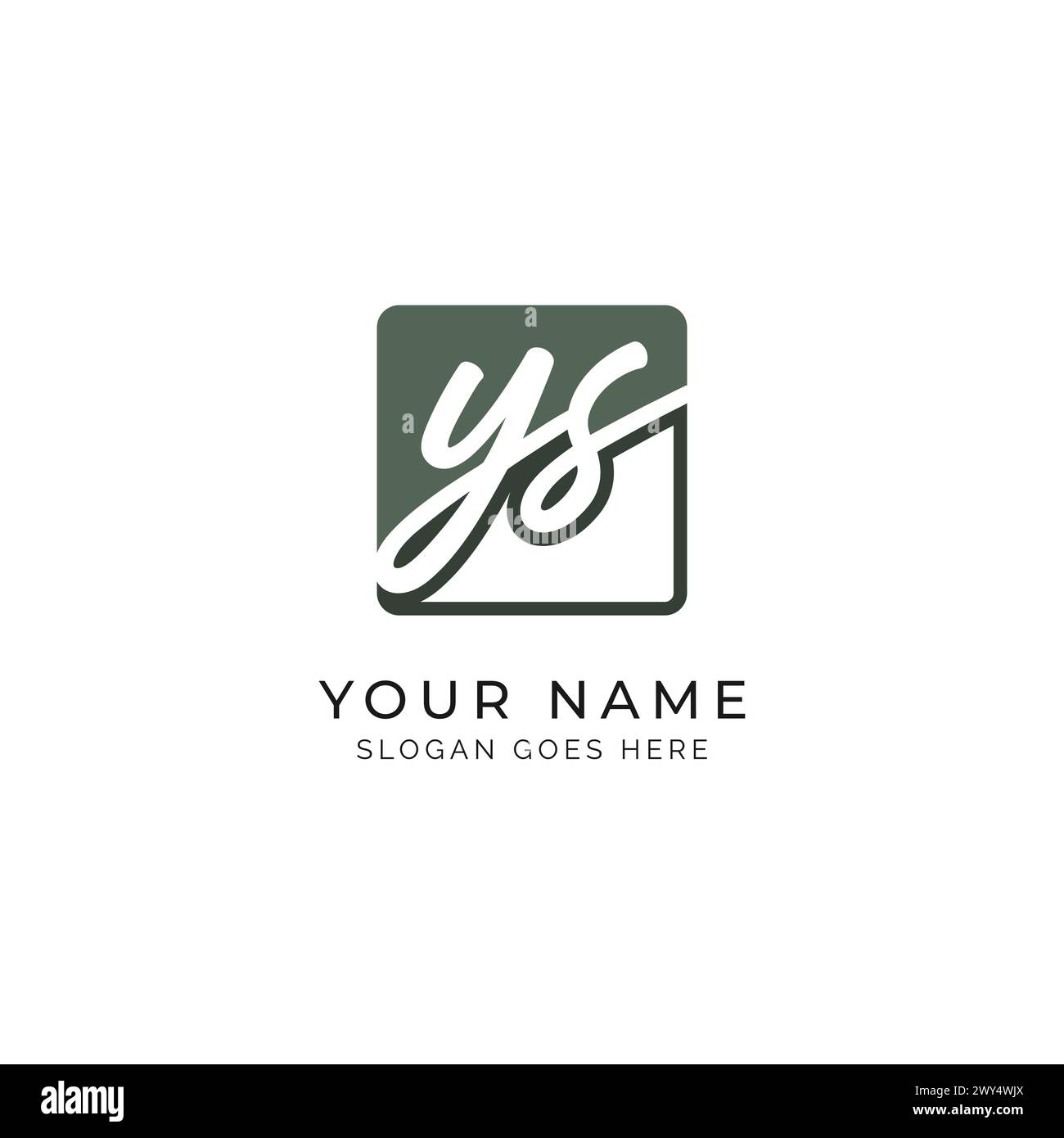 Y, S, YS Anfangsbuchstabe handgeschrieben, Buchstabe YS Signatur in quadratischer Form Stock Vektor