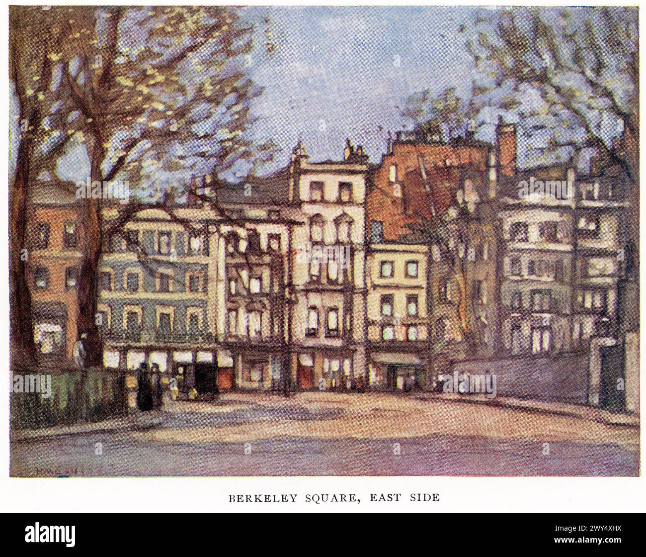 Aquarell des Berkeley Square, East Side, London, um 1926 Stockfoto