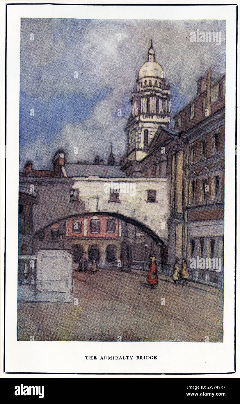 Aquarell von Horace Mann Livens (1862–1936) der Admiralty Bridge, London, um 1926 Stockfoto