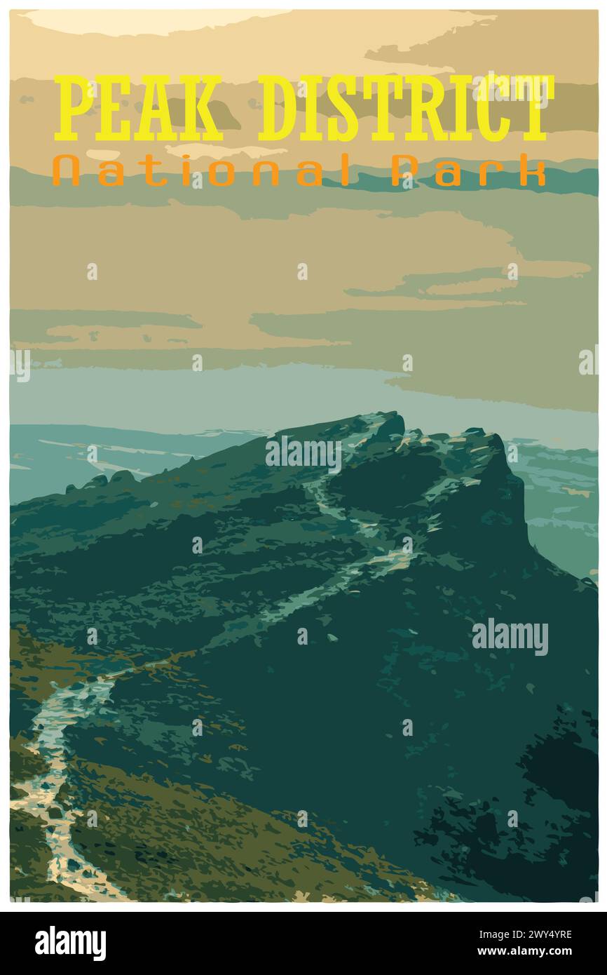 Die Kakerlaken, Staffordshire Nostalgisches Retro-Winterreiseposter-Konzept des Peak District National Park, England, Großbritannien im Stil von Arbeitsprojekten Stock Vektor