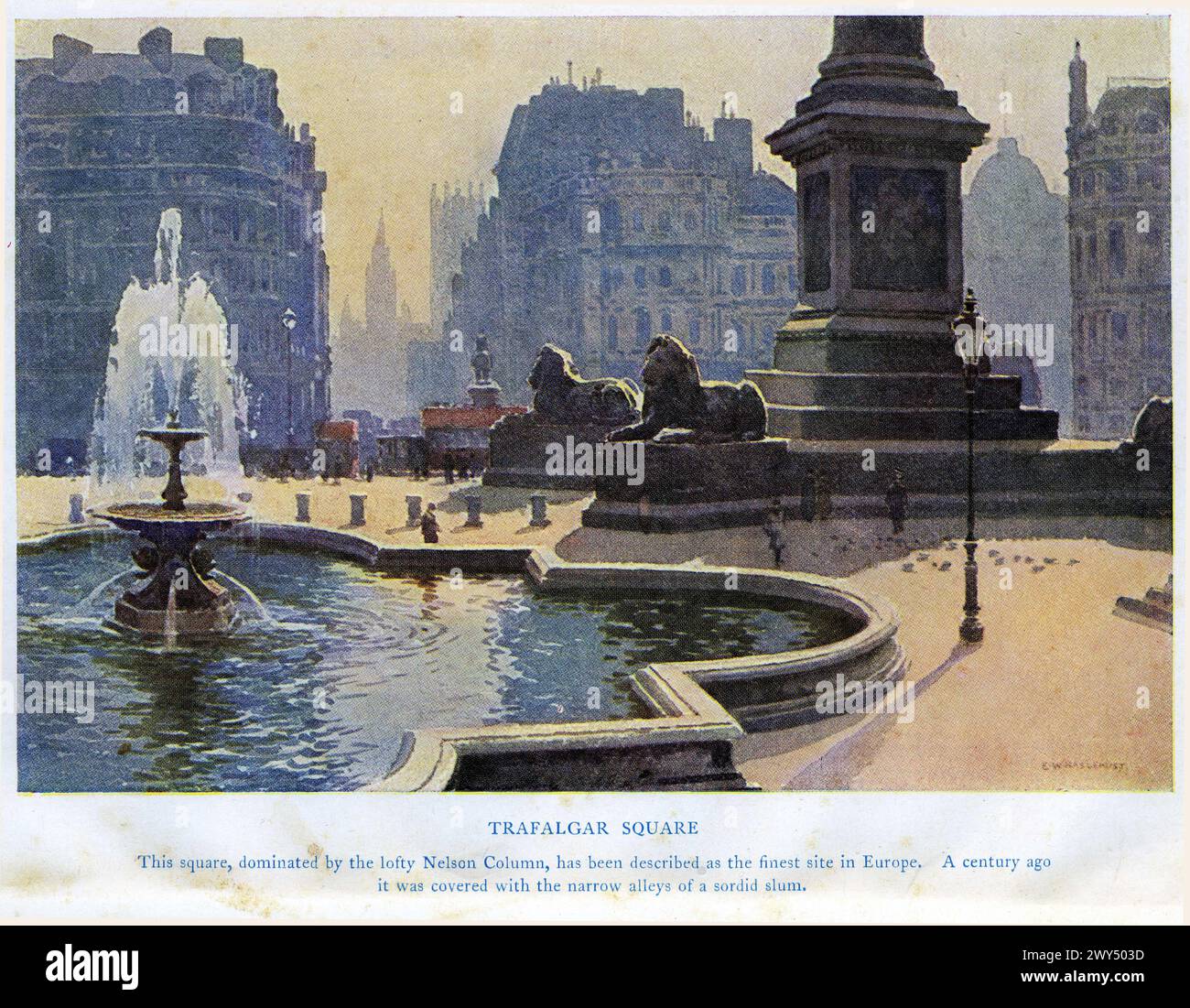 Aquarell des Trafalgar Square, London, um 1927 Stockfoto