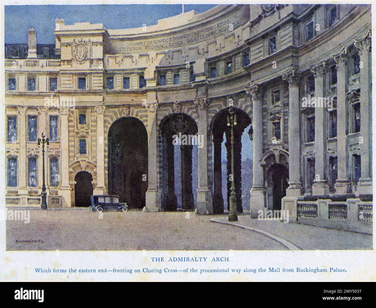 Aquarell des Admiralty Arch vor Charing Cross, London, um 1927 Stockfoto