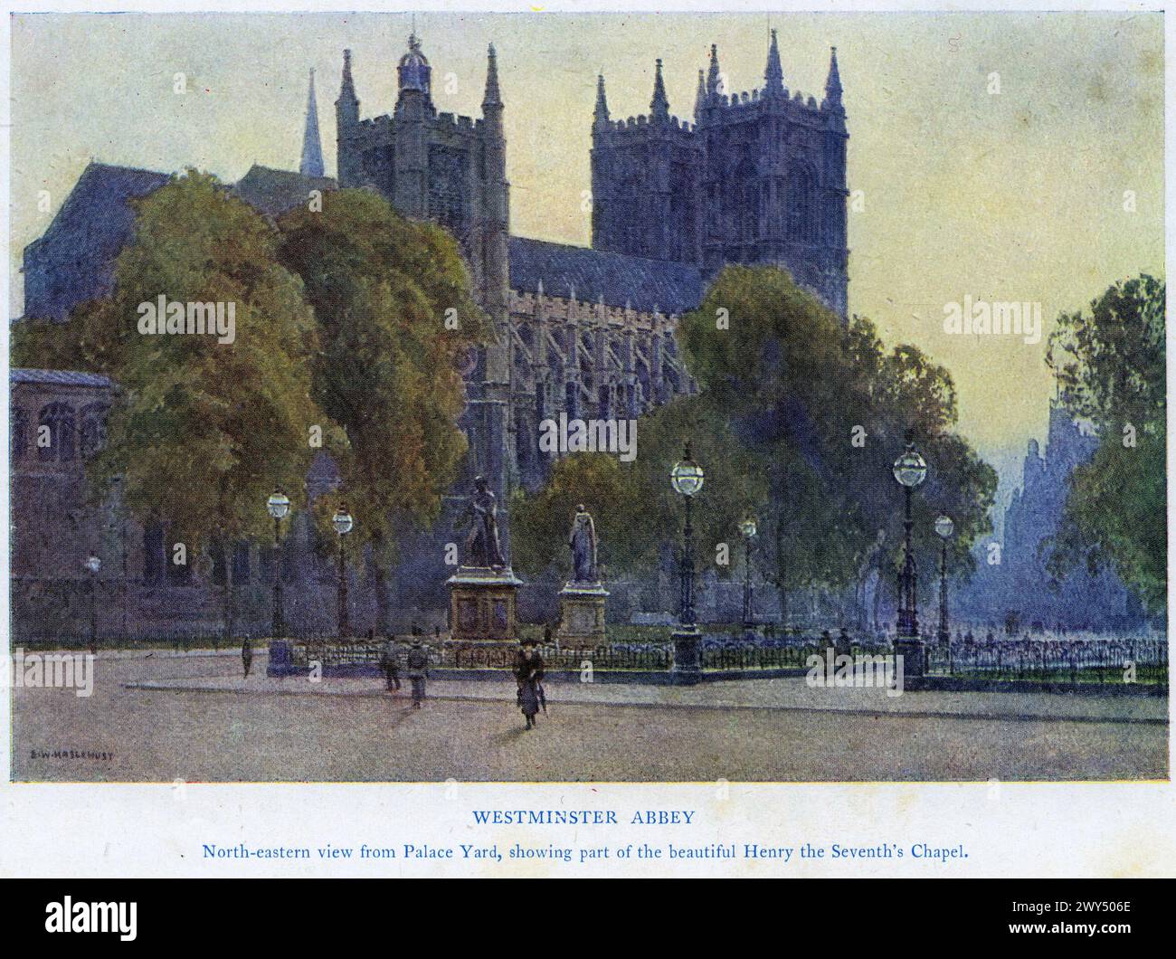 Aquarell von Westminster Abbey, London, um 1927 Stockfoto