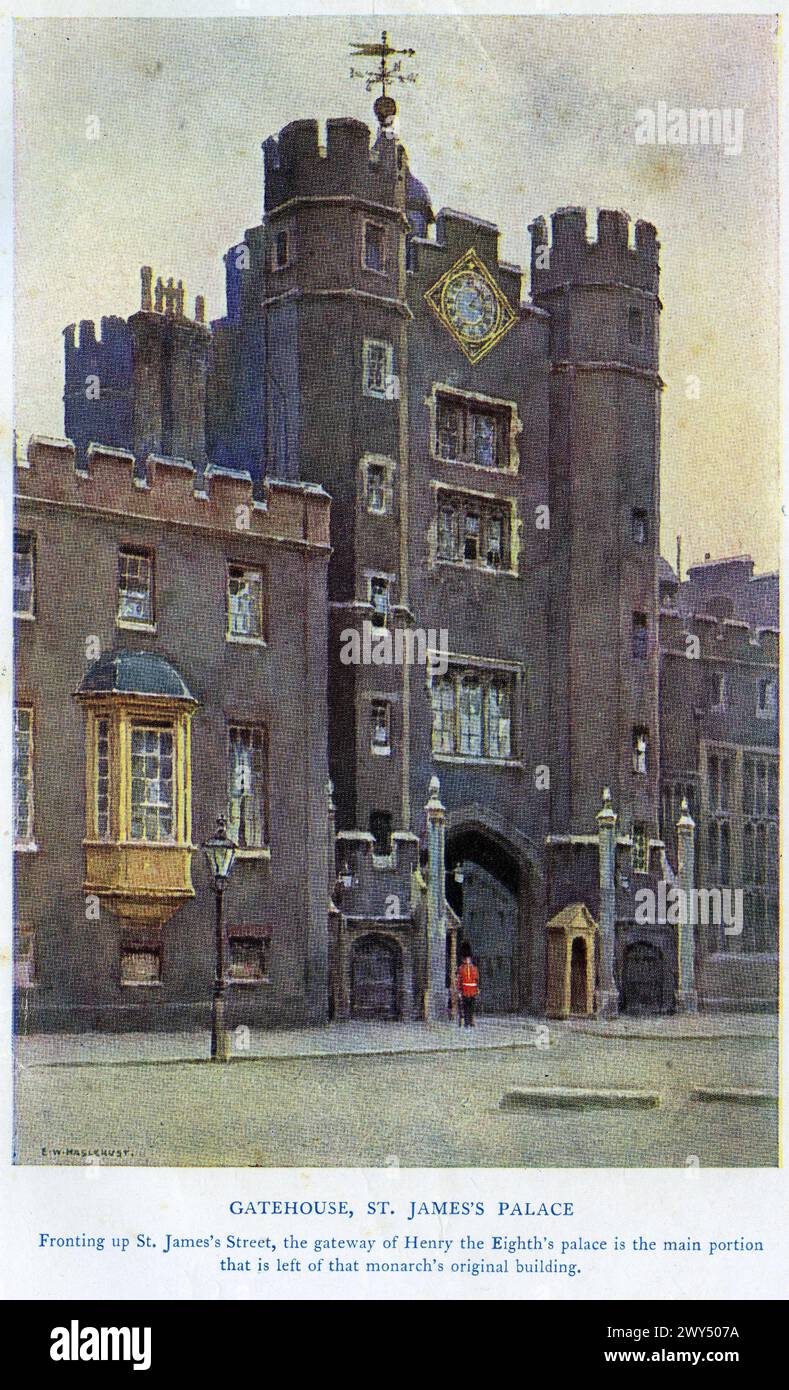 Aquarell des Gatehouse am St. James's Palace, um 1927 Stockfoto