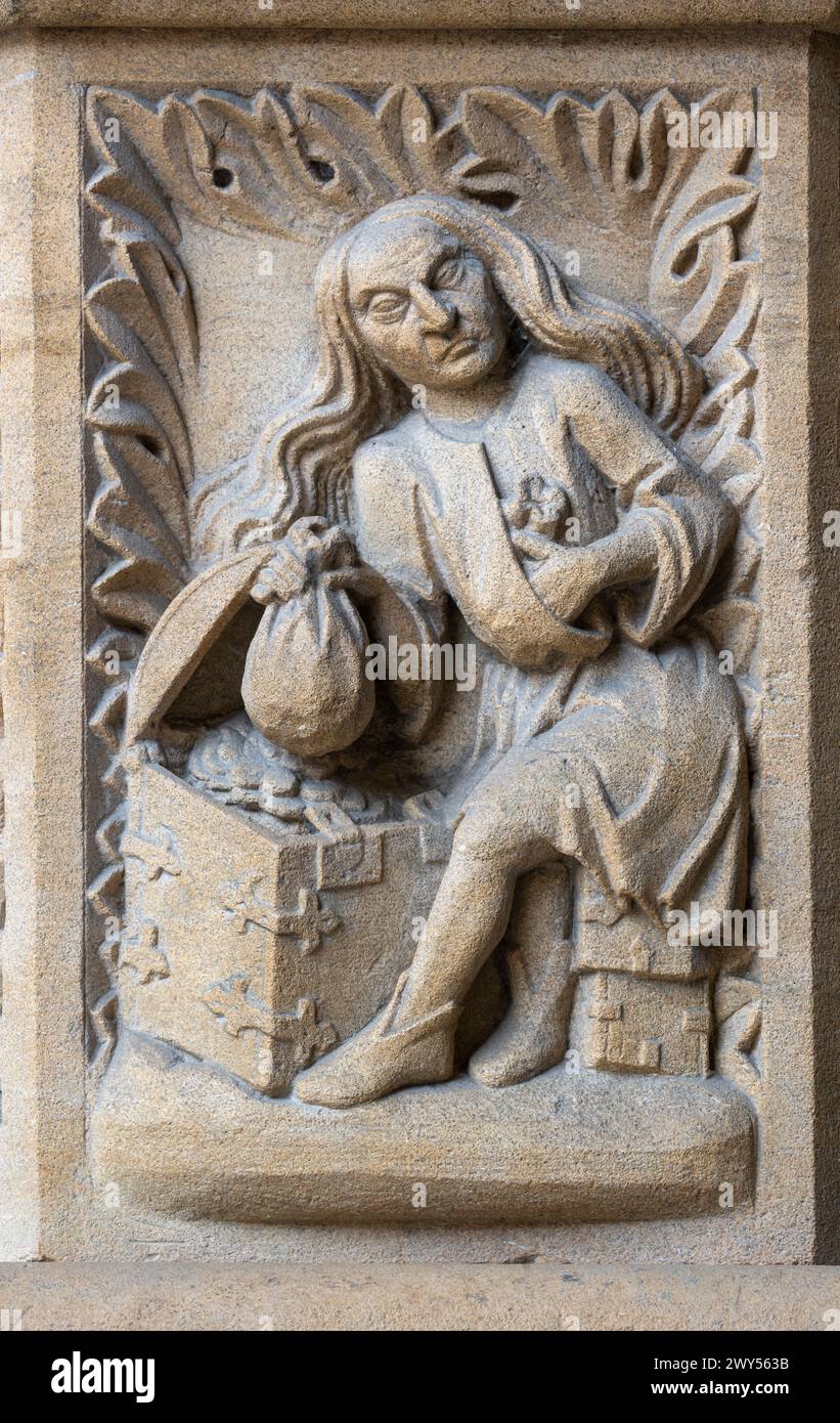 Metz, Kathedrale Saint-Etienne, Marienportal, Portail de la Vierge oder Notre-Dame / Portal der Jungfrau Stockfoto
