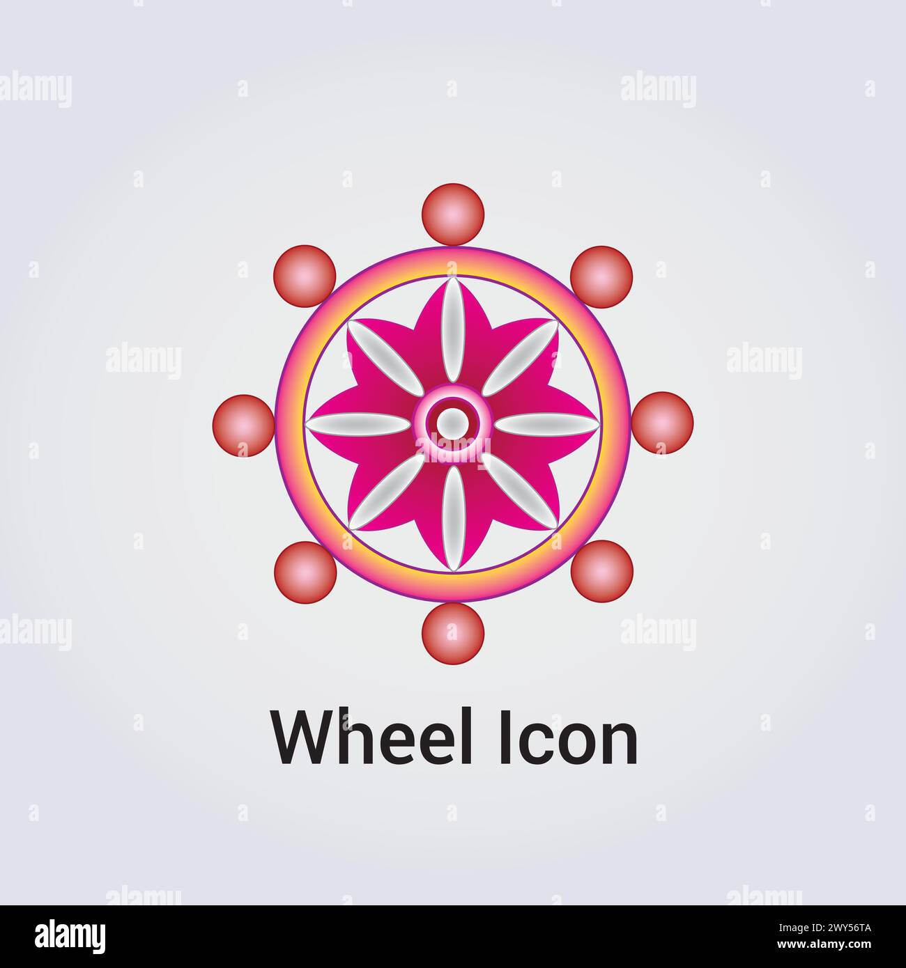 Rad-Symbol Blume des Lebens Destiny Schicksal Logo Dharma Chakra Symbol Runde Kreis Unendlichkeit Vektor Illustration Stock Vektor