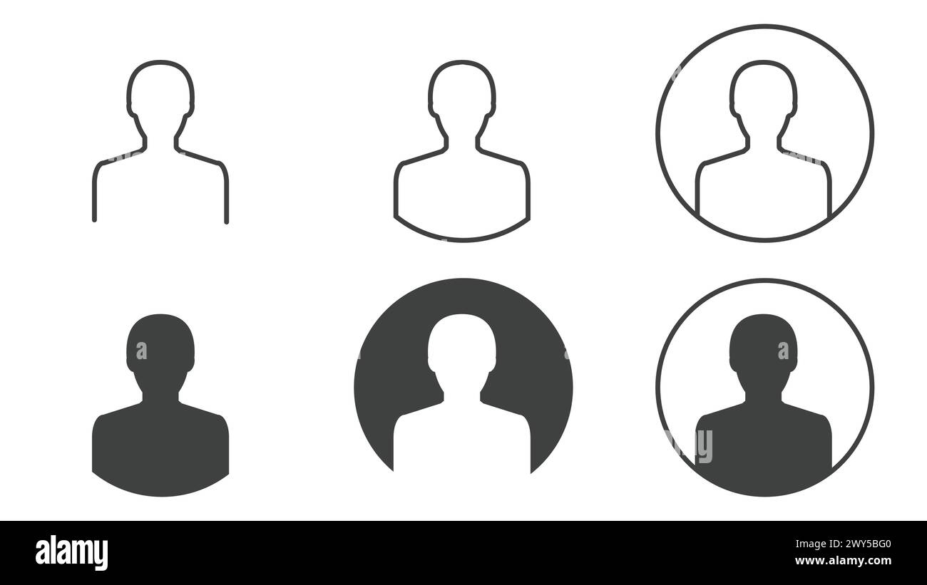 Gruppe von Symbolen für Benutzerprofile isoliert auf weißem Hintergrund Stock Vektor
