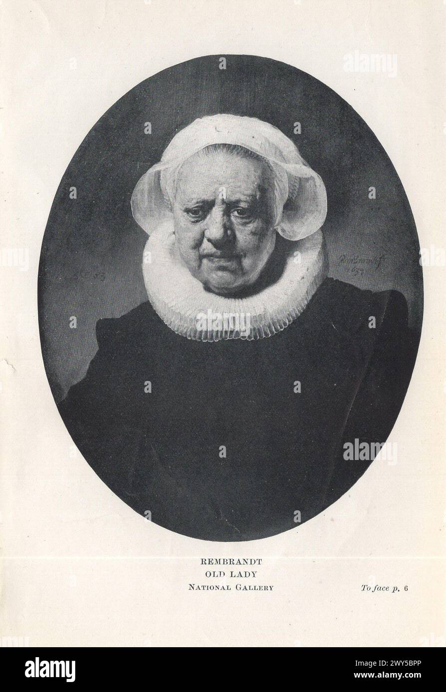 Große Meister der niederländischen und flämischen Malerei von W. Done übersetzt von Margaret L. Clarke , London : Duckworth and Co. New York: Charles Scribner's Söhne 1909 / Rembrandt: Old Lady, National Gallery Stockfoto