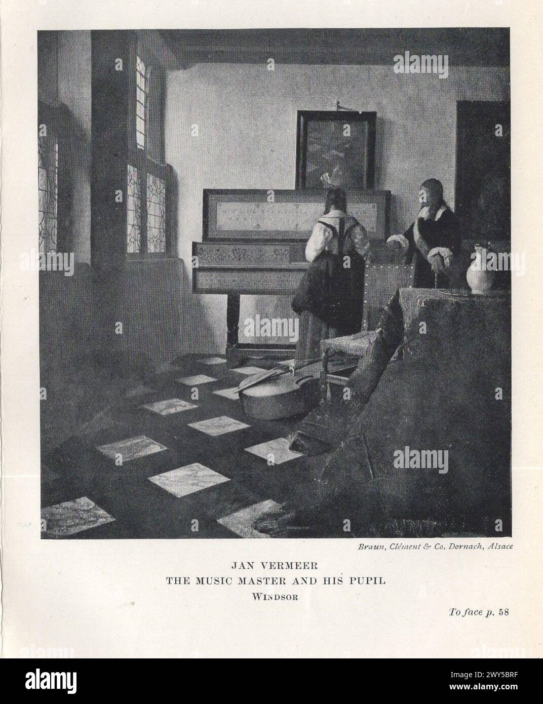 Große Meister der niederländischen und flämischen Malerei von W. Done übersetzt von Margaret L. Clarke , London : Duckworth and Co. New York : Charles Scribners Söhne 1909 / Jan Vermeer : der Musikmeister und sein Schüler Windsor , Braun, Clément & Co. Dornach, Elsass Stockfoto