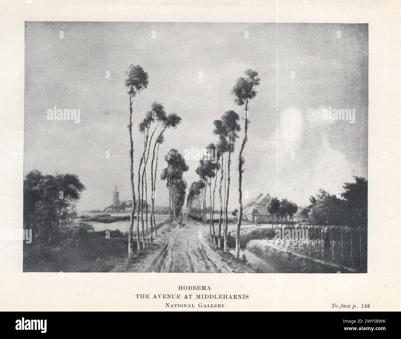 Große Meister der niederländischen und flämischen Malerei von W. Done übersetzt von Margaret L. Clarke , London : Duckworth and Co. New York : Charles Scribner's Söhne 1909 / Hobbema : The Avenue at Middleharnis , National Gallery Stockfoto