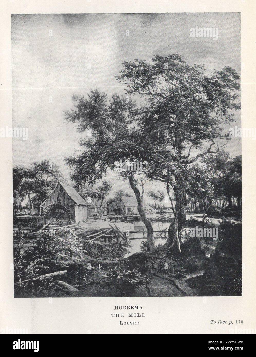 Große Meister der niederländischen und flämischen Malerei von W. Done übersetzt von Margaret L. Clarke , London : Duckworth and Co. New York : Charles Scribners Söhne 1909 / Hobbema : The Mill, Louvre Stockfoto