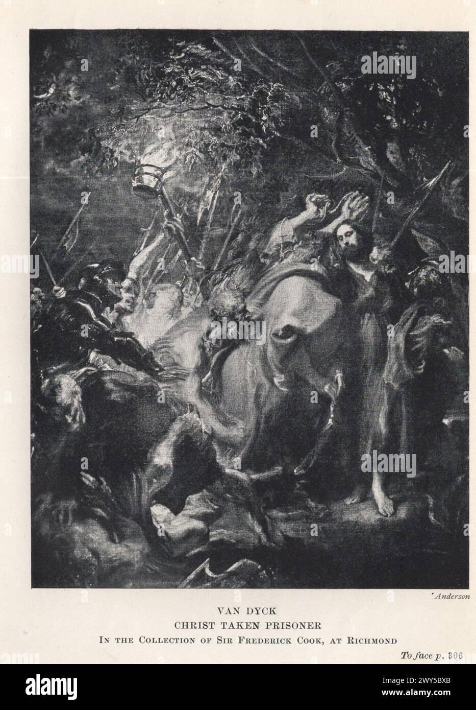 Große Meister der niederländischen und flämischen Malerei von W. Done übersetzt von Margaret L. Clarke , London : Duckworth and Co. New York : Charles Scribner's Söhne 1909 / Van Dyck : Christ nahm Häftling in der Sammlung von Sir Frederick Cook in Richmond . Van Dyck-Meisterwerk, Gemälde von Van Dyck, Christus genommen Gefangener Stockfoto