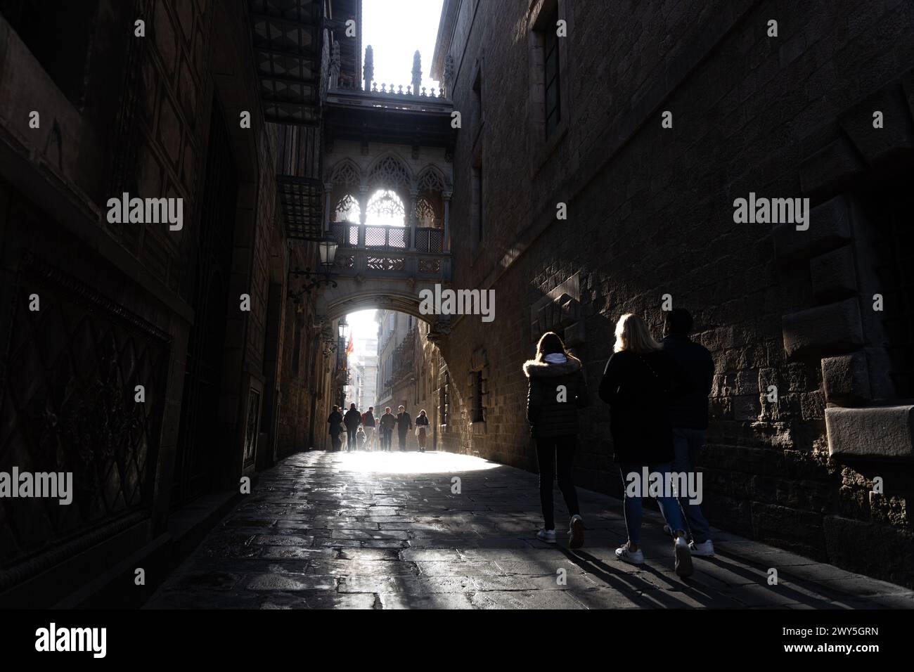 Bischofsbrücke (Pont del Bisbe), Ghotisches Viertel - Barcelona - Spanien Stockfoto