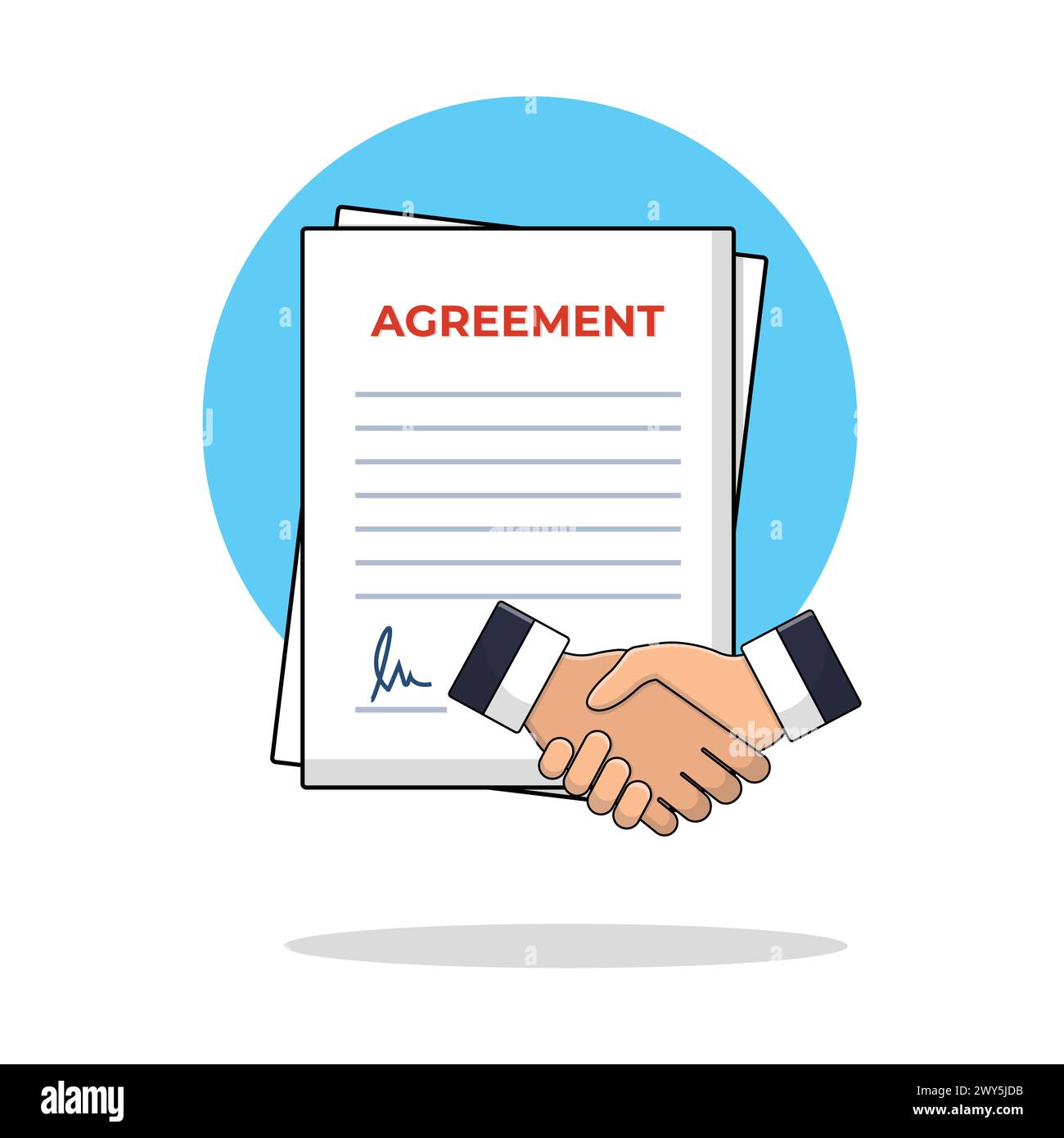 Unterzeichnen von Vertrag und Handshake-Vektor-Illustration. Konzeptentwurf Für Unterzeichneten Vertrag Stock Vektor