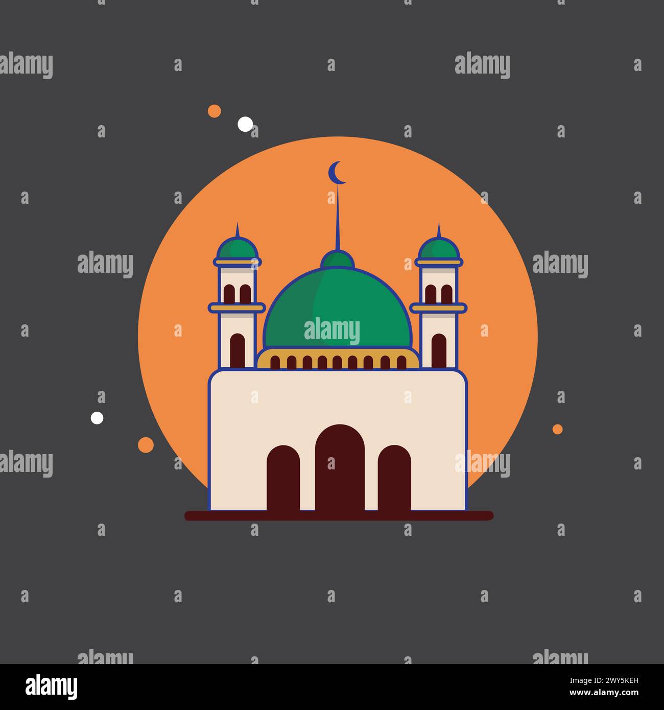 Islamische Moschee Modernes Gebäude Vektor-Illustration. Muslimisches Gebetsgebäude Flat Vector Design Konzept Stock Vektor