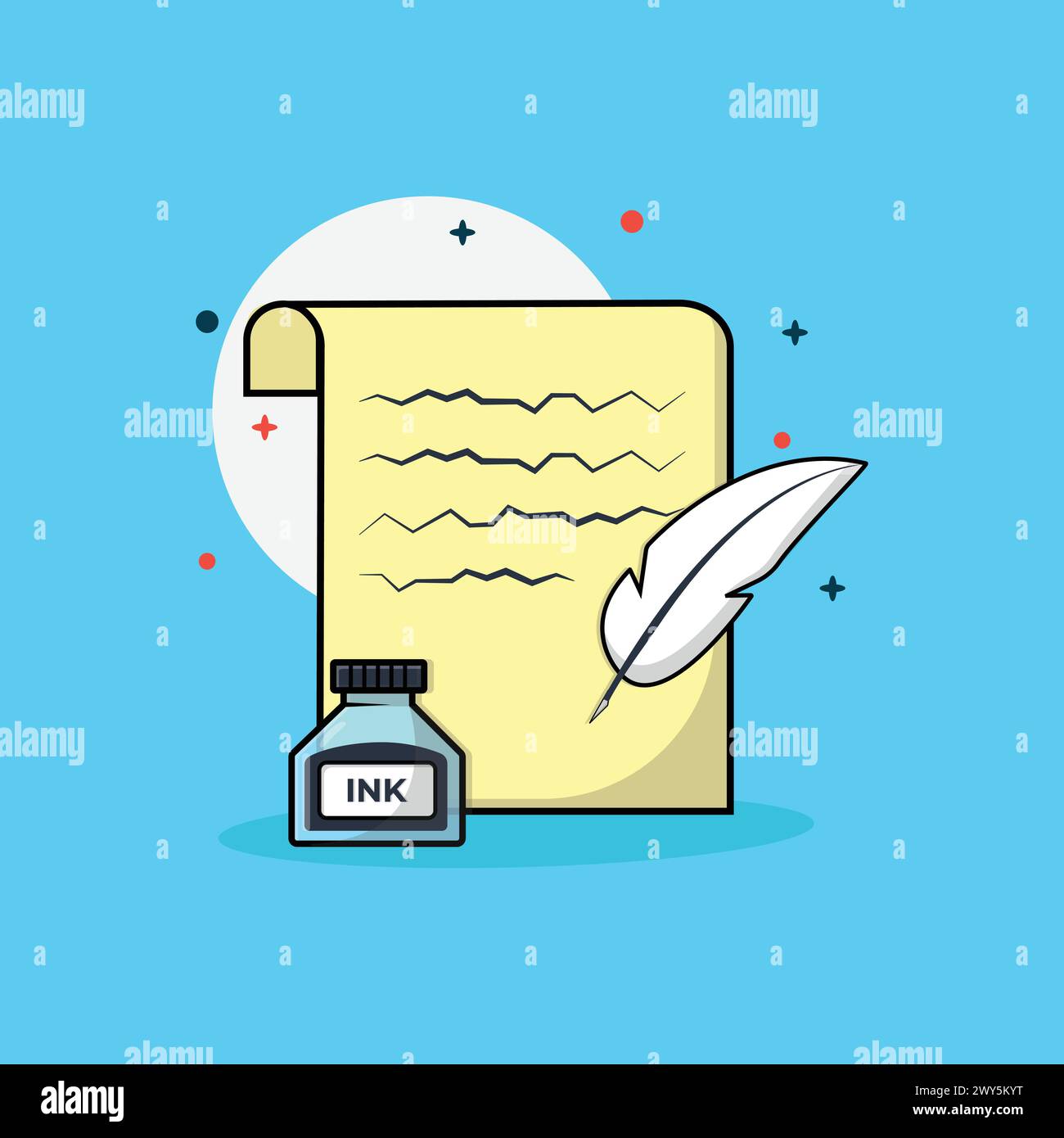 Pergament mit Federstift und Tinte Vektor Illustration Stock Vektor