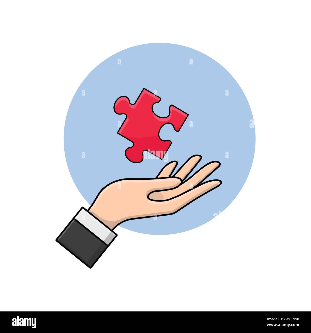 Hand Hält Puzzleteil Vektor-Illustration. Problem- und Lösungskonzept Stock Vektor