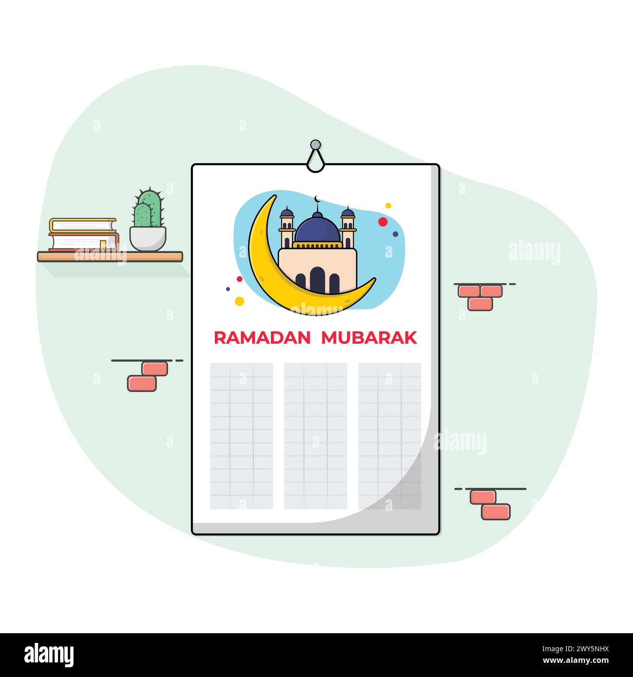 Ramadan-Kalender auf Wand-Vektor-Illustration Stock Vektor