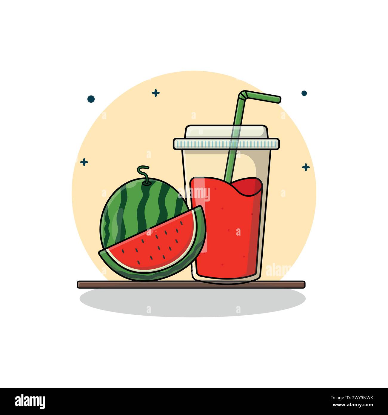 Wassermelonensaft Vektor-Illustration. Konzept für frisches Fruchtsaft Stock Vektor