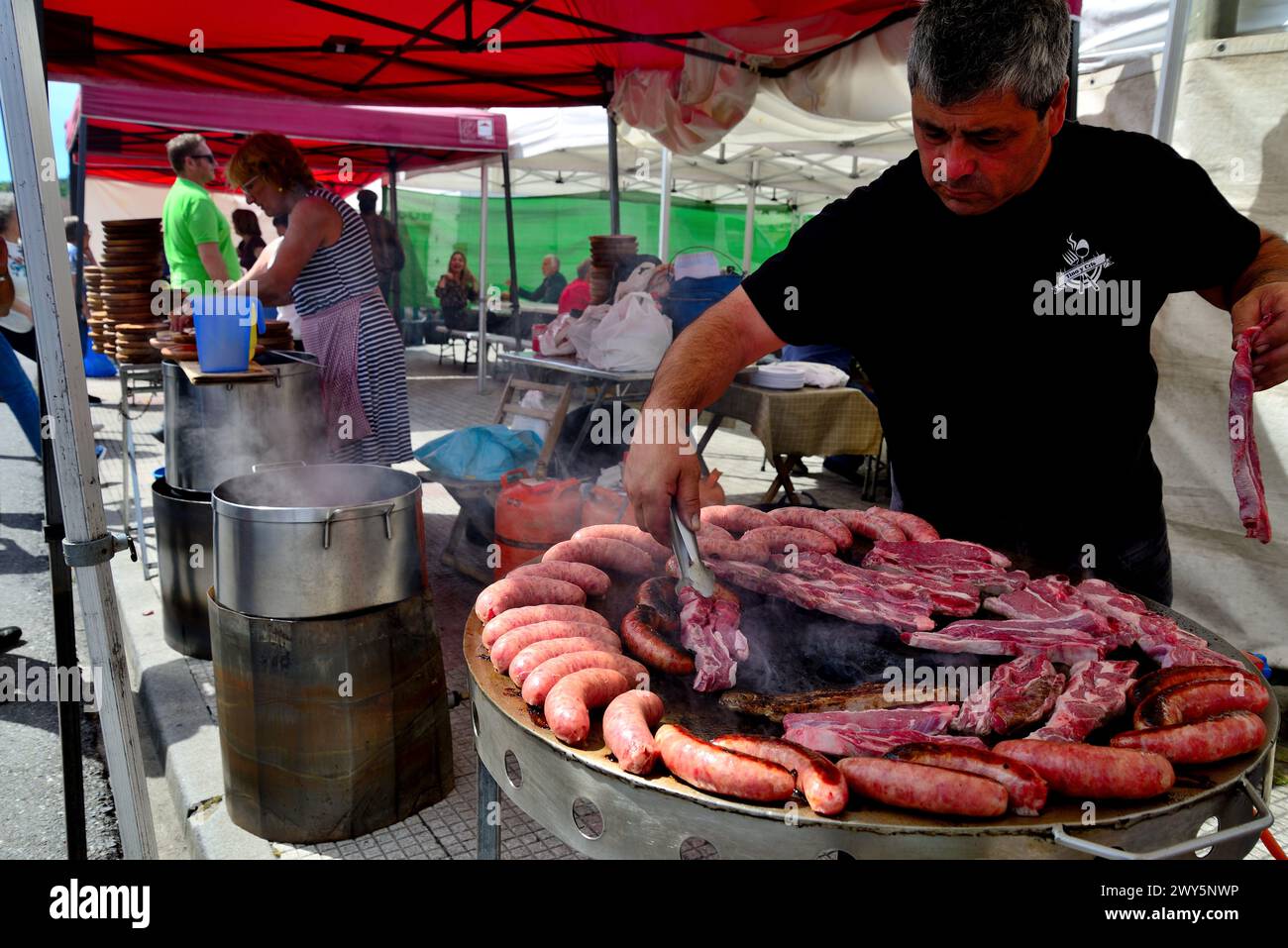 Oktopusfest in Ferreira de Panton, Lugo, Spanien Stockfoto