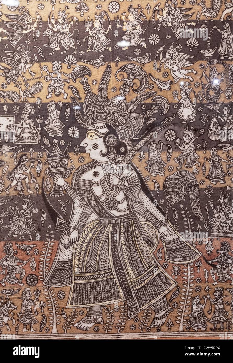 Traditionelles bemaltes Textil, National Crafts Museum, Neu-Delhi, Indien Stockfoto