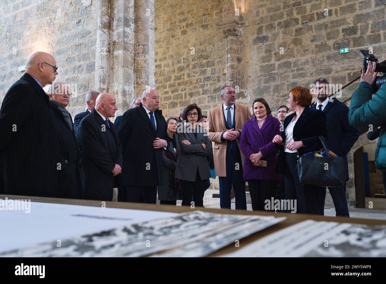 Besuch der Abtei mit gewählten Vertretern. Besuch von Frau Rachida DATI, Kulturministerin. Foto: Patricia Huchot-Boissier / Collectif DyF Stockfoto