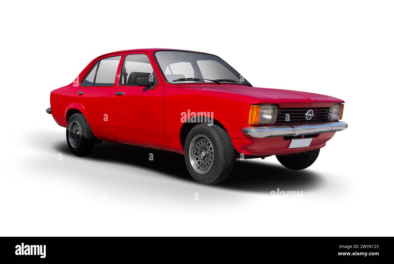 Opel Kadett Oldtimer-Seitenansicht isoliert auf weißem Hintergrund Stockfoto