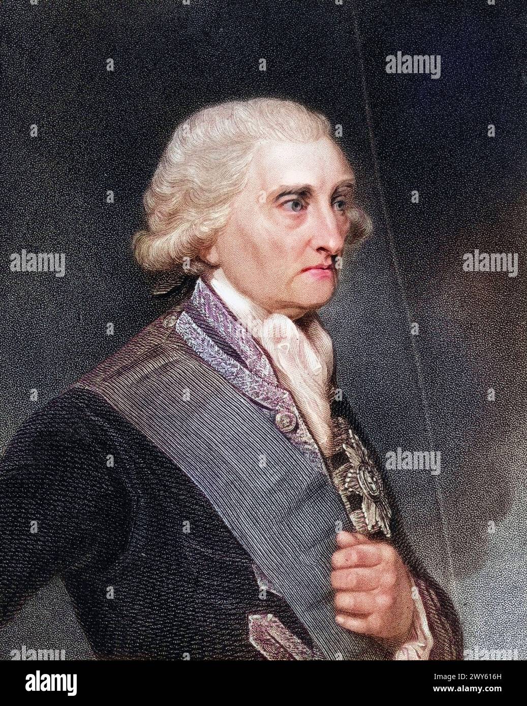 George Brydges Rodney, 1. Baron Rodney KB geb. 24. Februar 1718 in Walton-on-Thames, Surrey, gest. 23. Mai 1792 im Londoner Krieg ein britischer Marineoff Stockfoto