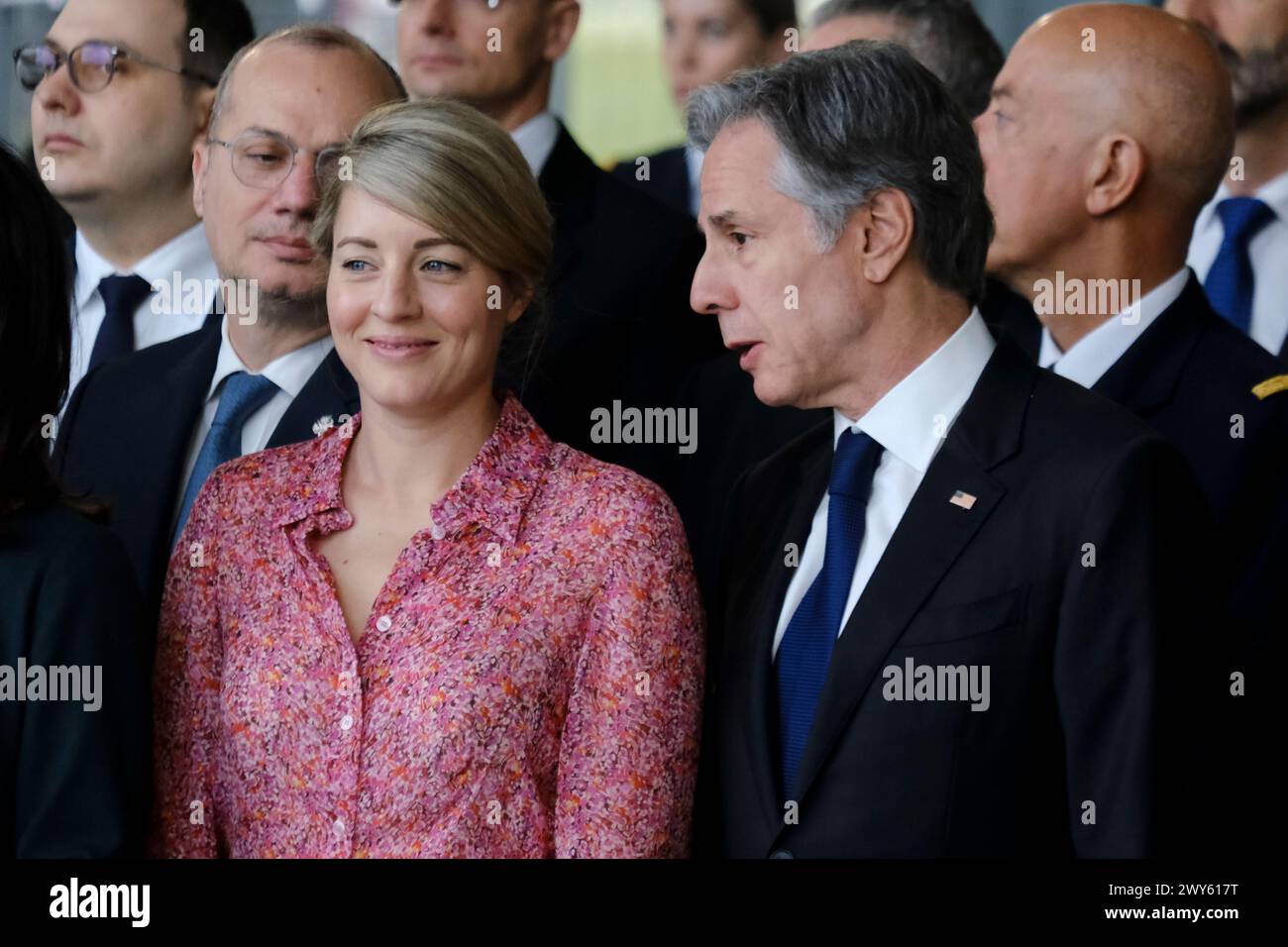 Brüssel, Belgien April 2024. Melanie Joly, Außenministerin während einer Zeremonie zum 75. Jahrestag der NATO am 4. April 2024 im NATO-Hauptquartier in Brüssel, Belgien. Quelle: ALEXANDROS MICHAILIDIS/Alamy Live News Stockfoto