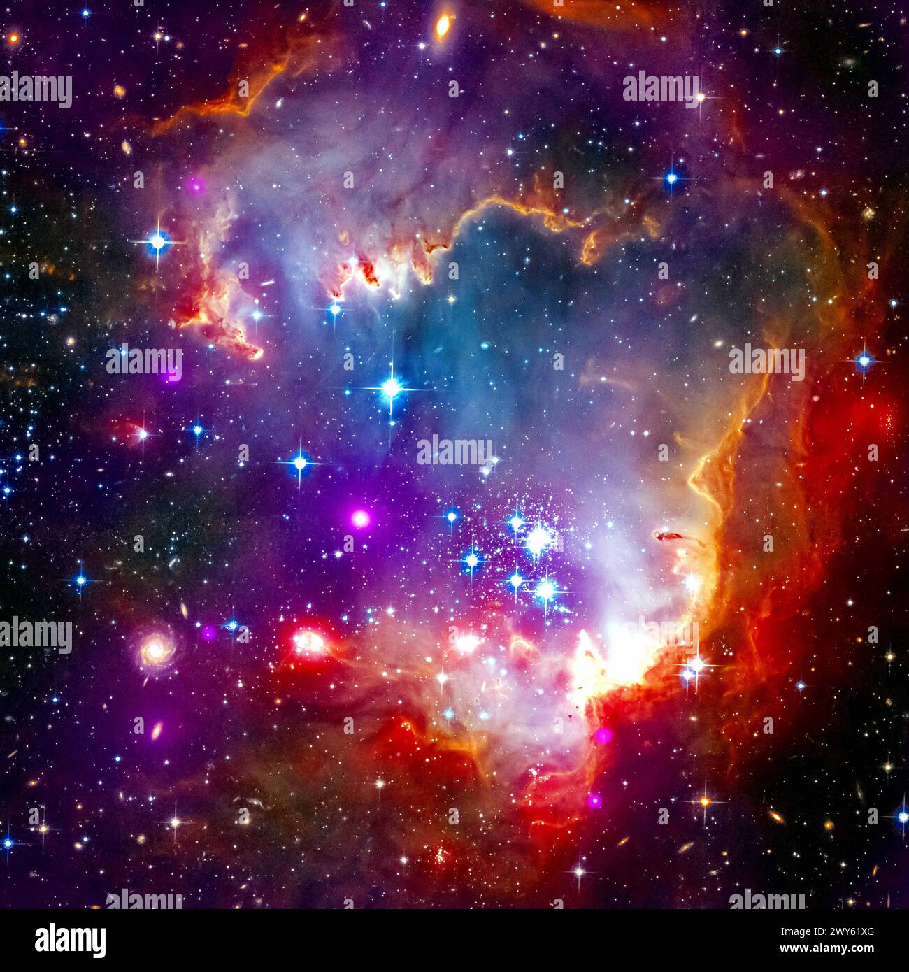 Kleine Magellansche Wolke (SMC). Digitale Bildverbesserung durch die NASA Stockfoto