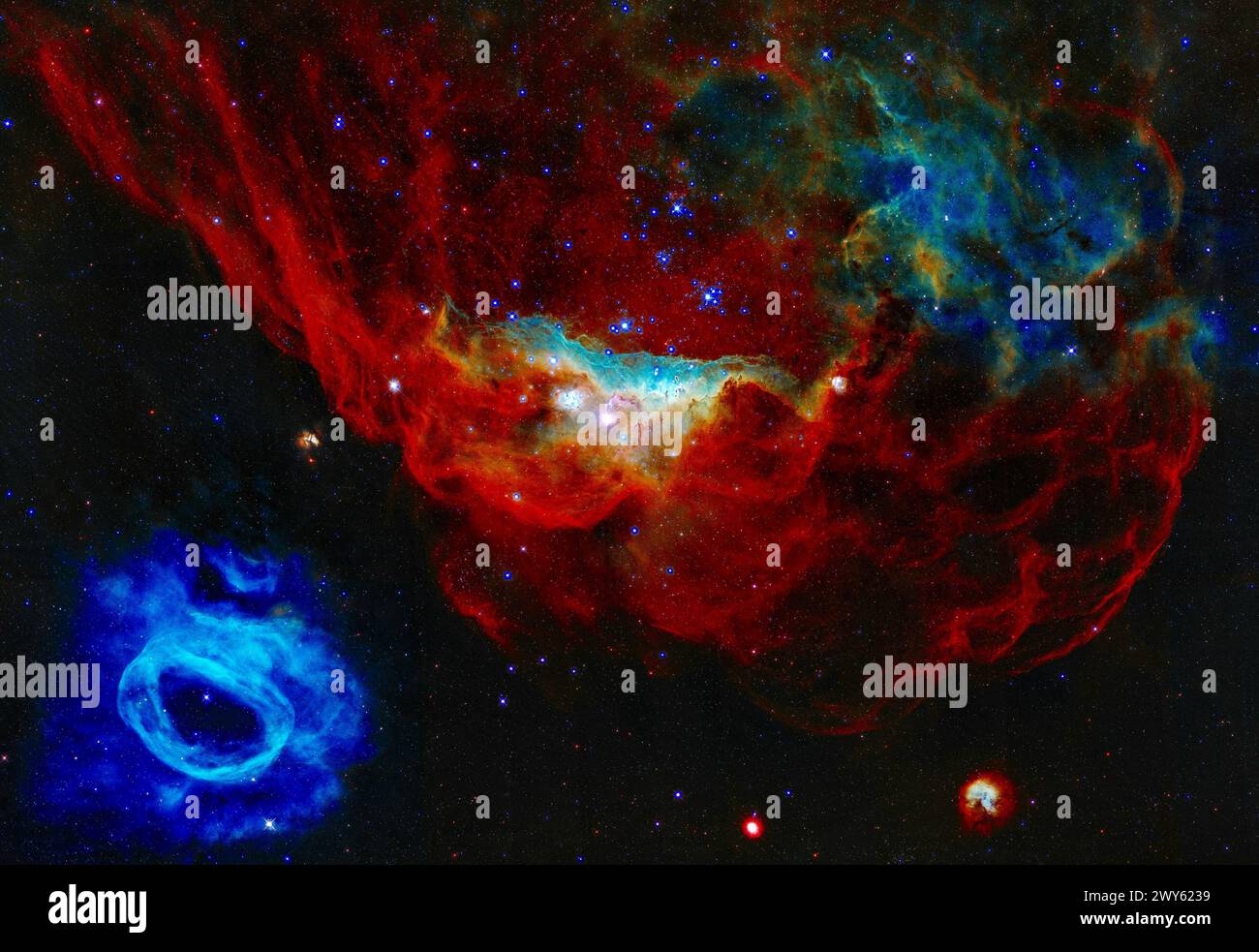 Die Geburt eines Sterns. Digitale Bildverbesserung durch die NASA Stockfoto