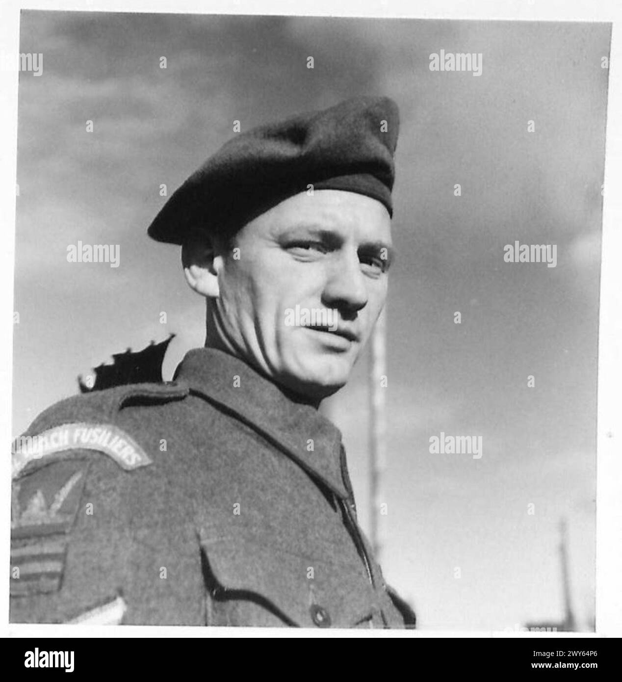 Lance Corporal Shone of 6 R.W.F. erscheint in der Sendung Goat Major No. 4, während er bei der britischen Rheinarmee stationiert war. Stockfoto