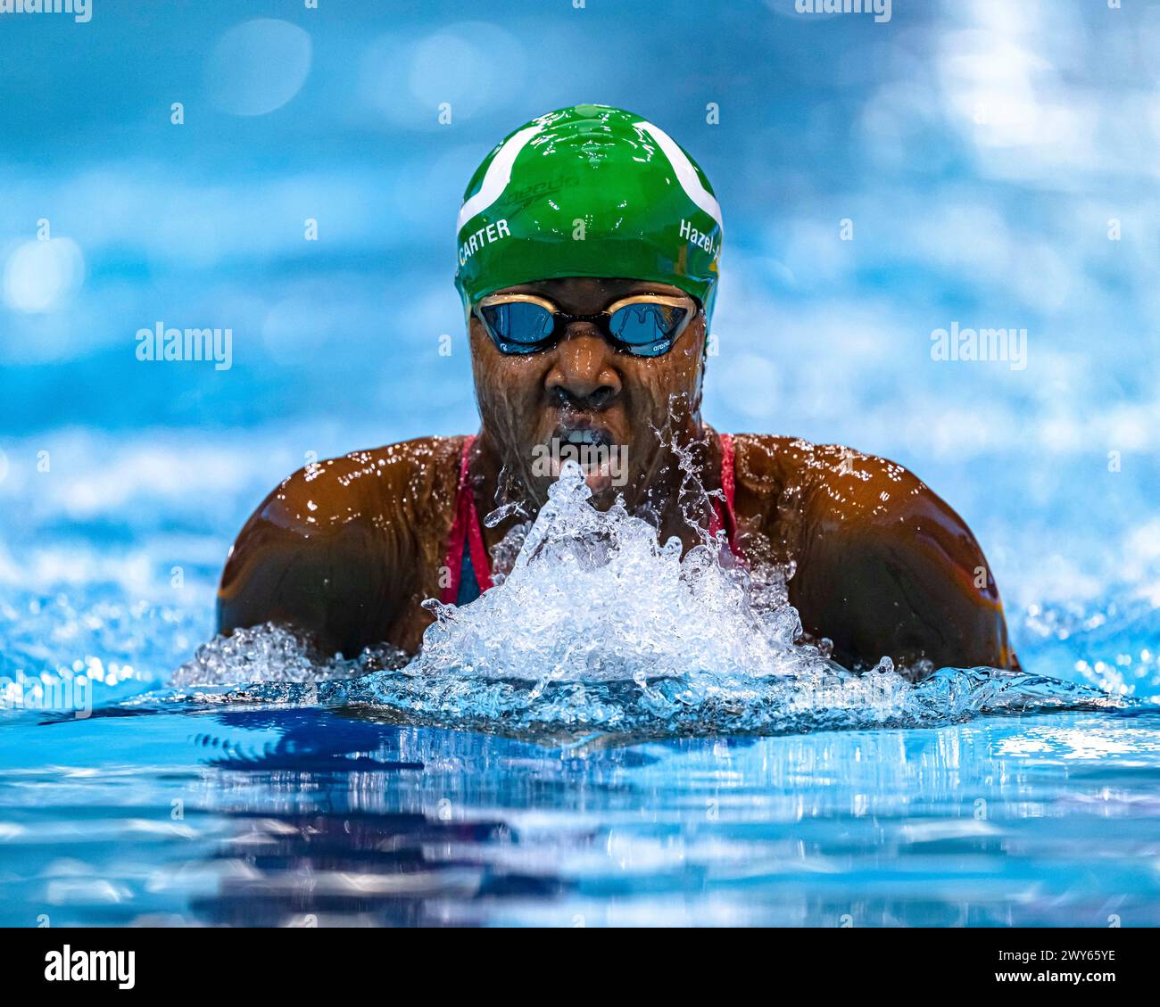 LONDON, VEREINIGTES KÖNIGREICH. April 2024. H. Carter tritt am Donnerstag, 4. April 2024, bei Women’s Open 400m im an – Vorläufen während der Speedo Aquatics GB Schwimmen-Meisterschaft 2024 – Tag 3 im London Aquatics Centre an. LONDON ENGLAND. Quelle: Taka G Wu/Alamy Live News Stockfoto