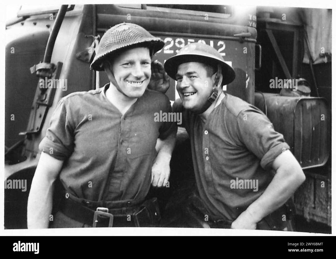 DIE FEUERWEHR DER ARMEE - PT. J. Eltoft und J. Walsh aus Burnley. Britische Armee, 21. Armeegruppe Stockfoto