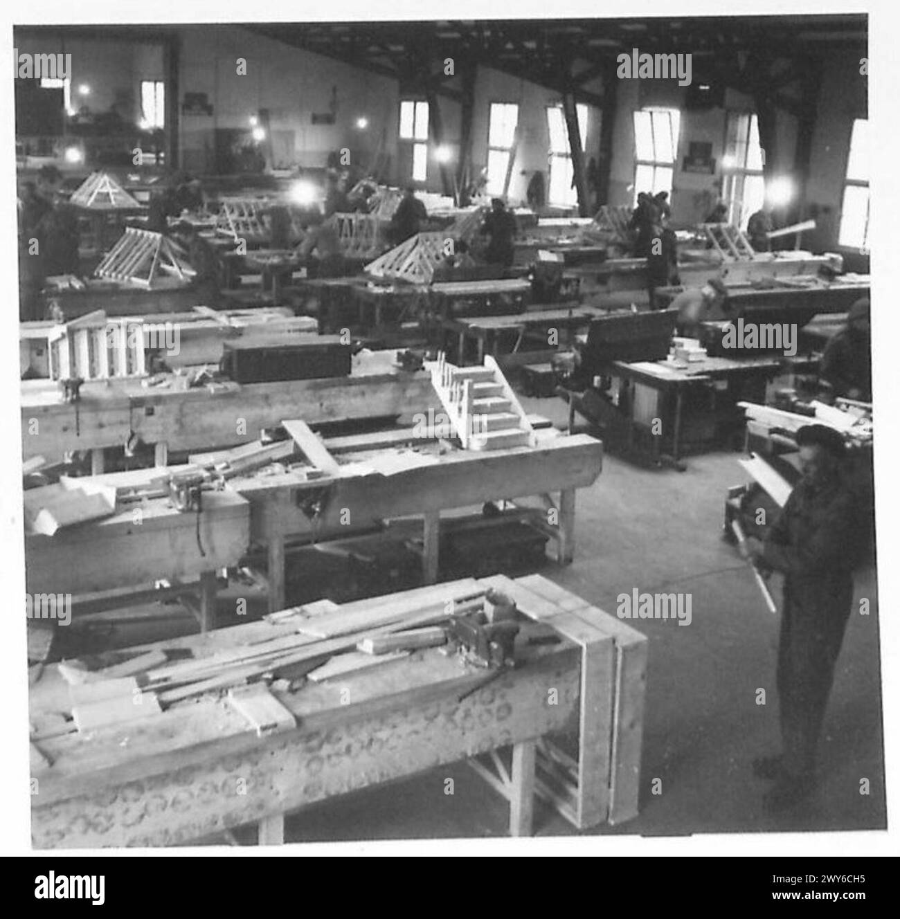 Allgemeine Sicht auf die Tischlerei an der 30. Corps Trade School, British Army of the Rhine. Stockfoto