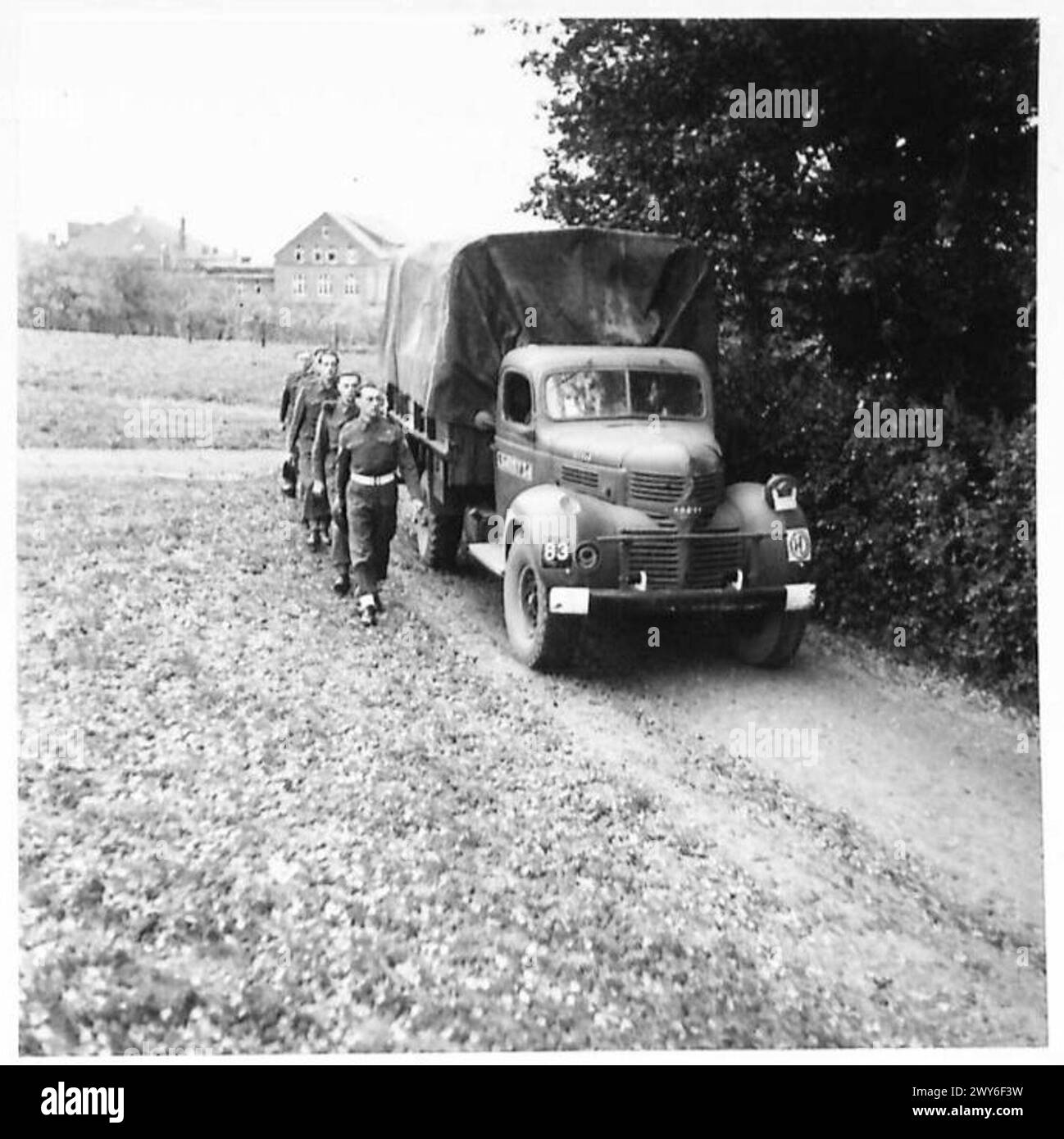 Goldsmith und Fusilier Newman, die bei der Rückkehr nach TAC H.Q. getötet wurden, sind auf dem Friedhof des 15. Scottish Hospital, British Army of the Rhine, begraben. Stockfoto