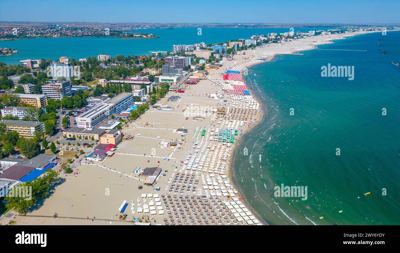 Panoramablick auf Mamaia Beach in Rumänien Stockfoto