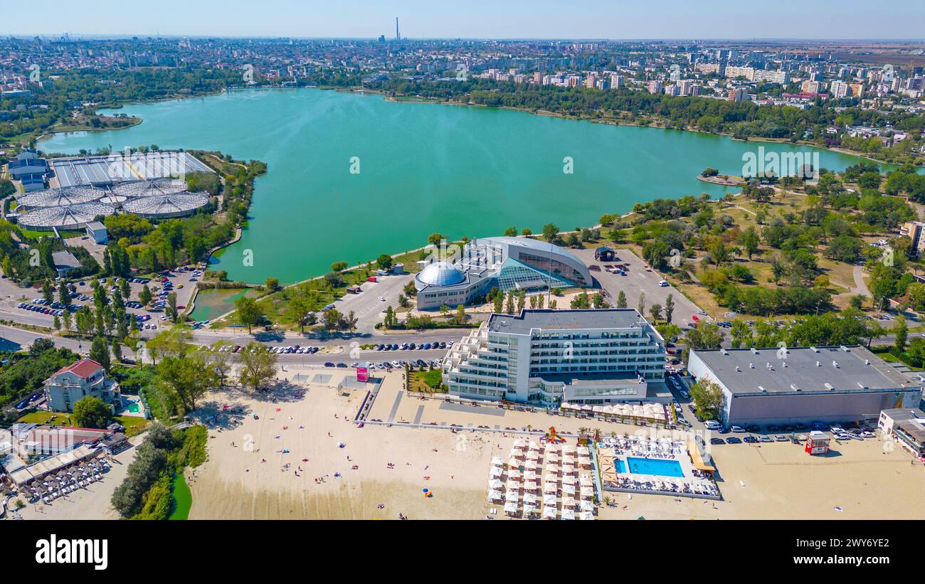 Panoramablick auf Mamaia Beach in Rumänien Stockfoto
