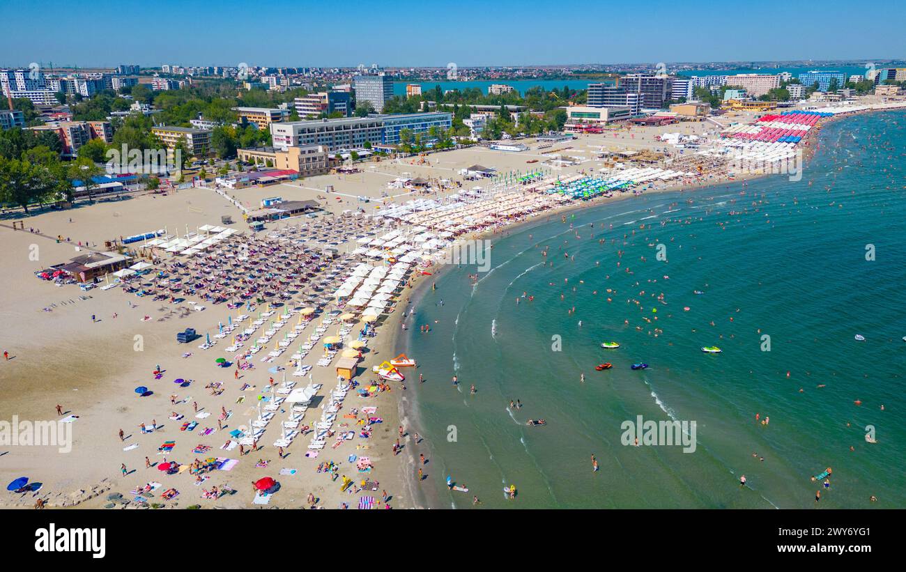 Panoramablick auf Mamaia Beach in Rumänien Stockfoto