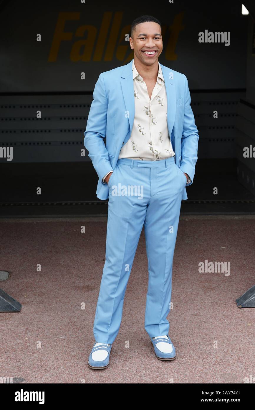 Aaron Moten kommt zu einer britischen Sondervorführung von Fallout im Television Centre in White City, West London. Bilddatum: Donnerstag, 4. April 2024. Stockfoto