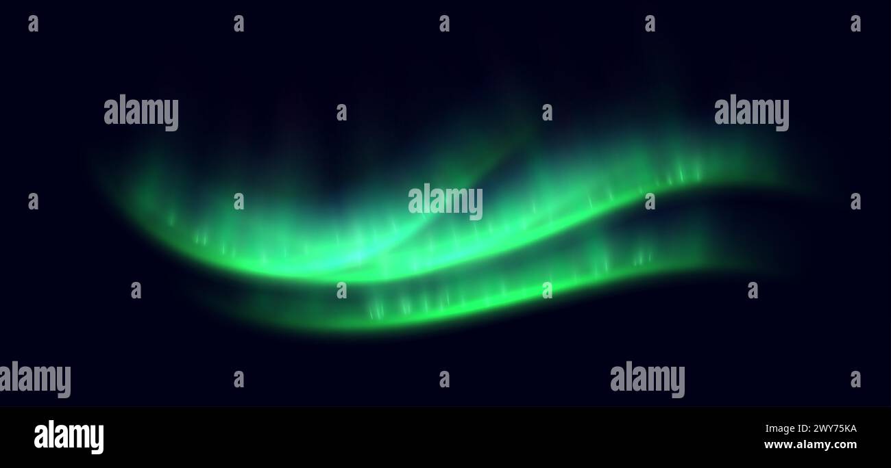 Nordlichter, aurora Borealis-Effekt, realistische leuchtende Lichter überlagern sich. Stock Vektor