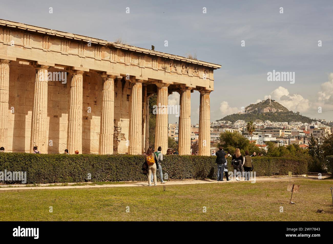 Tempel des hephaistos und lycabettus Hügel Stockfoto