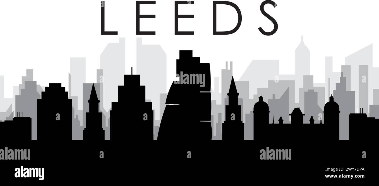 Skyline Panorama der Stadt LEEDS, GROSSBRITANNIEN Stock Vektor