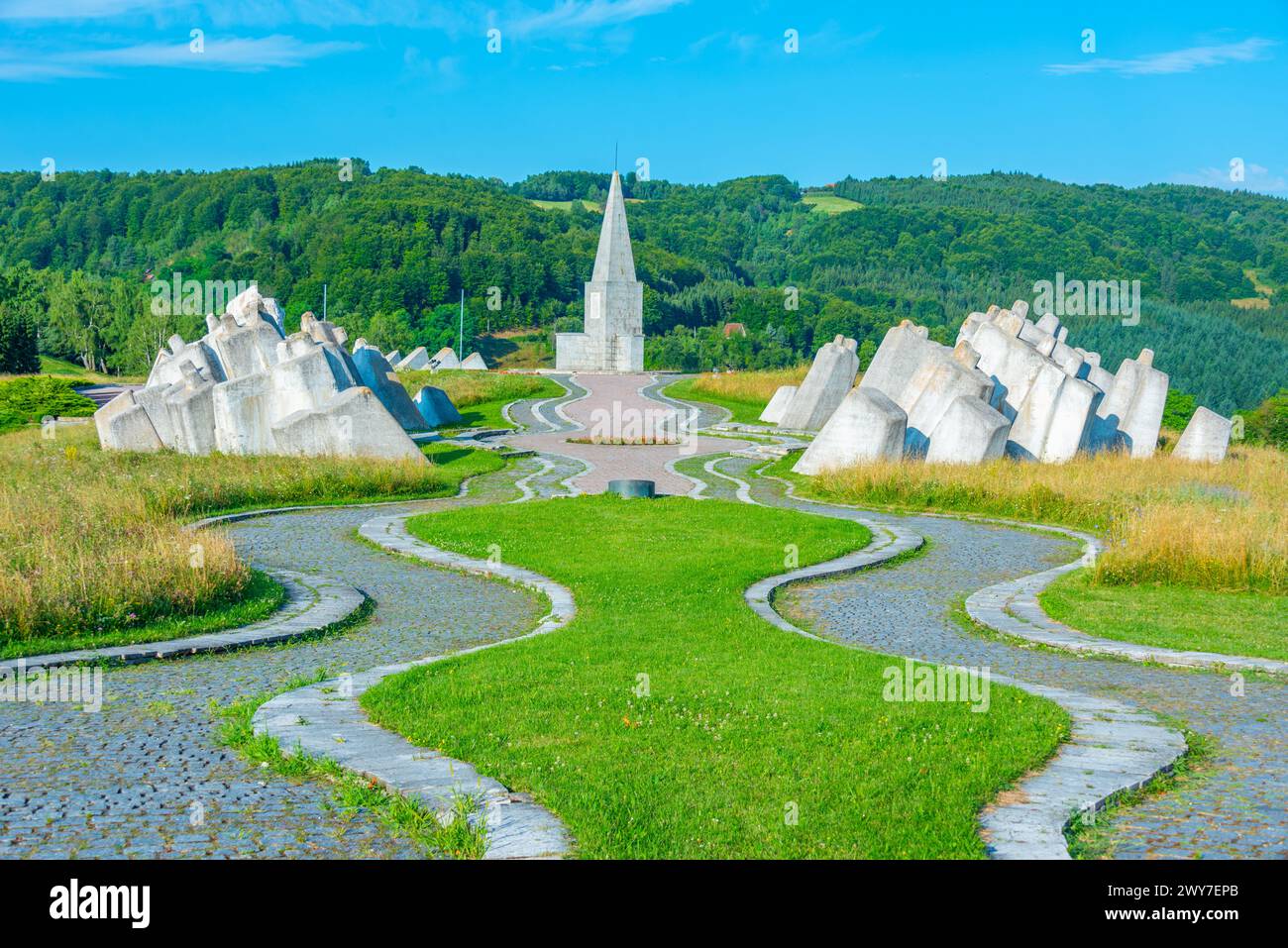 Kadinjaca-Gedenkkomplex in Serbien Stockfoto